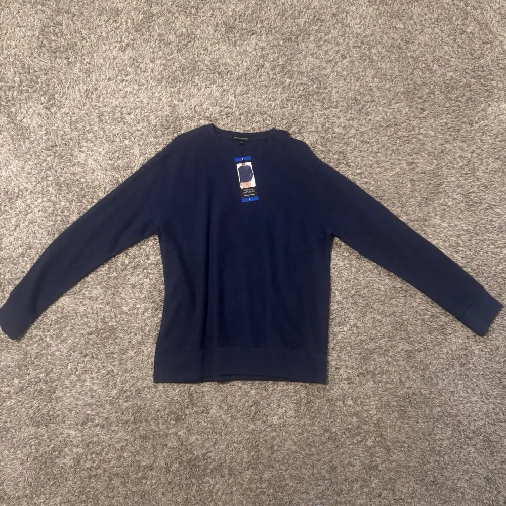 NWT Men’s Large Banana Republic Pullover Sweater Navy Blue Long Sleeve